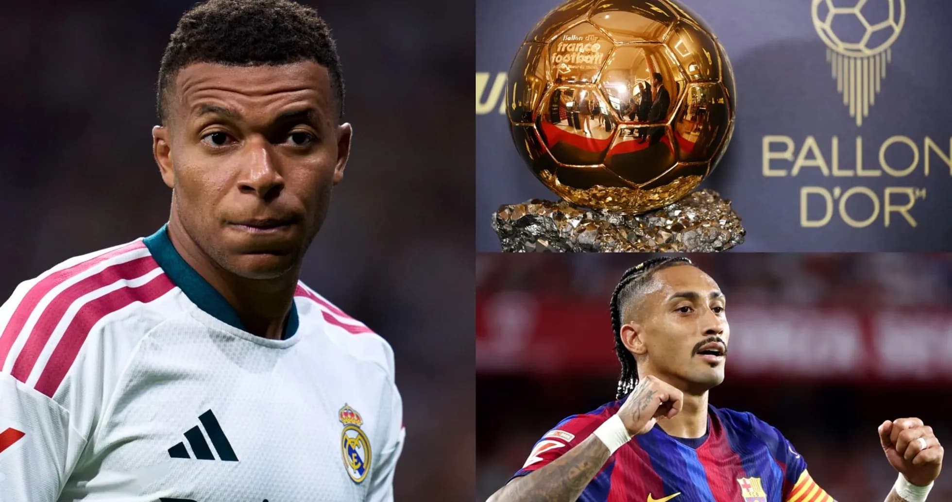 Mbappé and another player with Ballon d'Or trophy Mbappé and another player with Ballon d'Or trophy