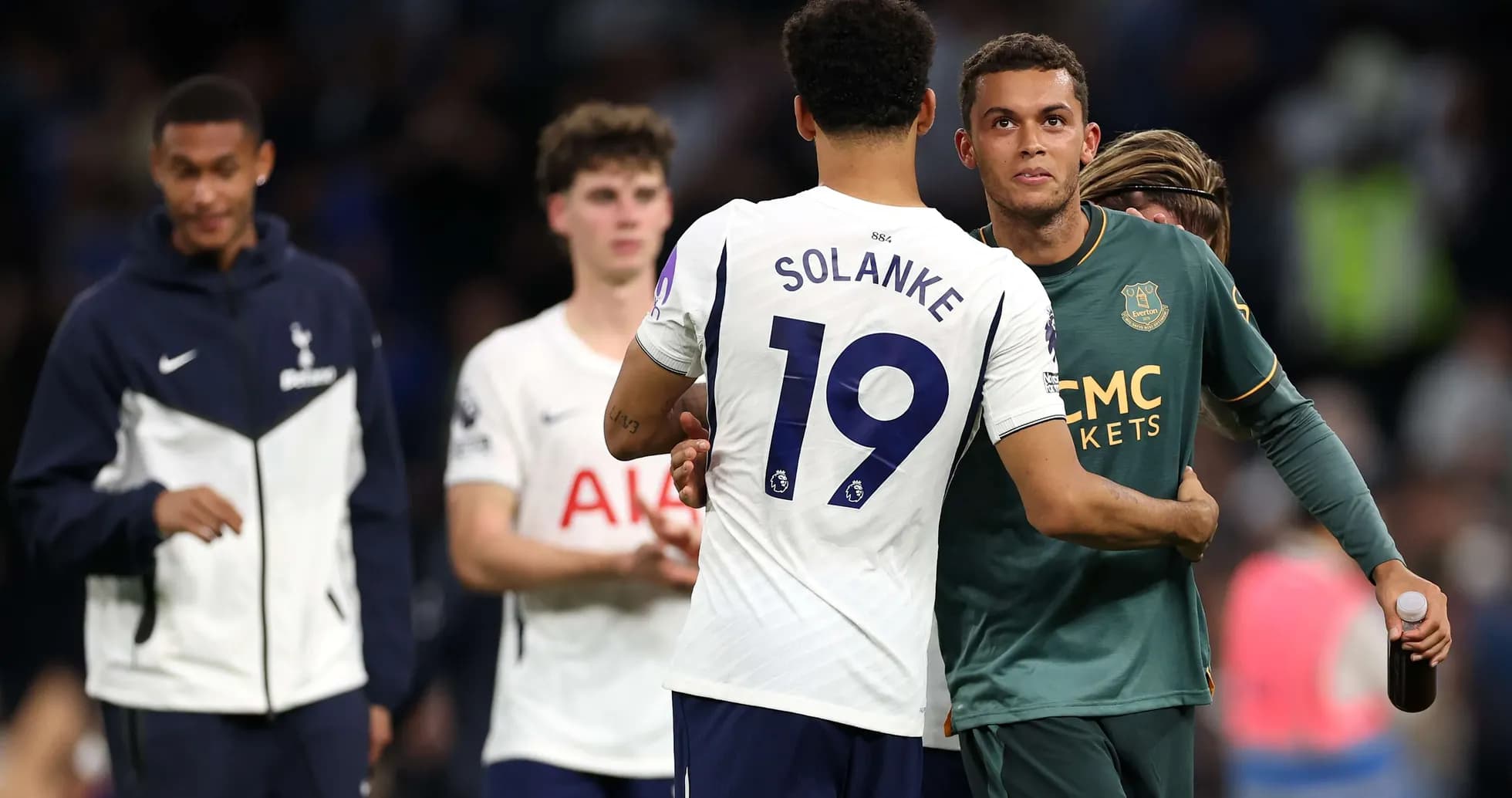 Players greeting after Tottenham vs Everton match Players greeting after Tottenham vs Everton match