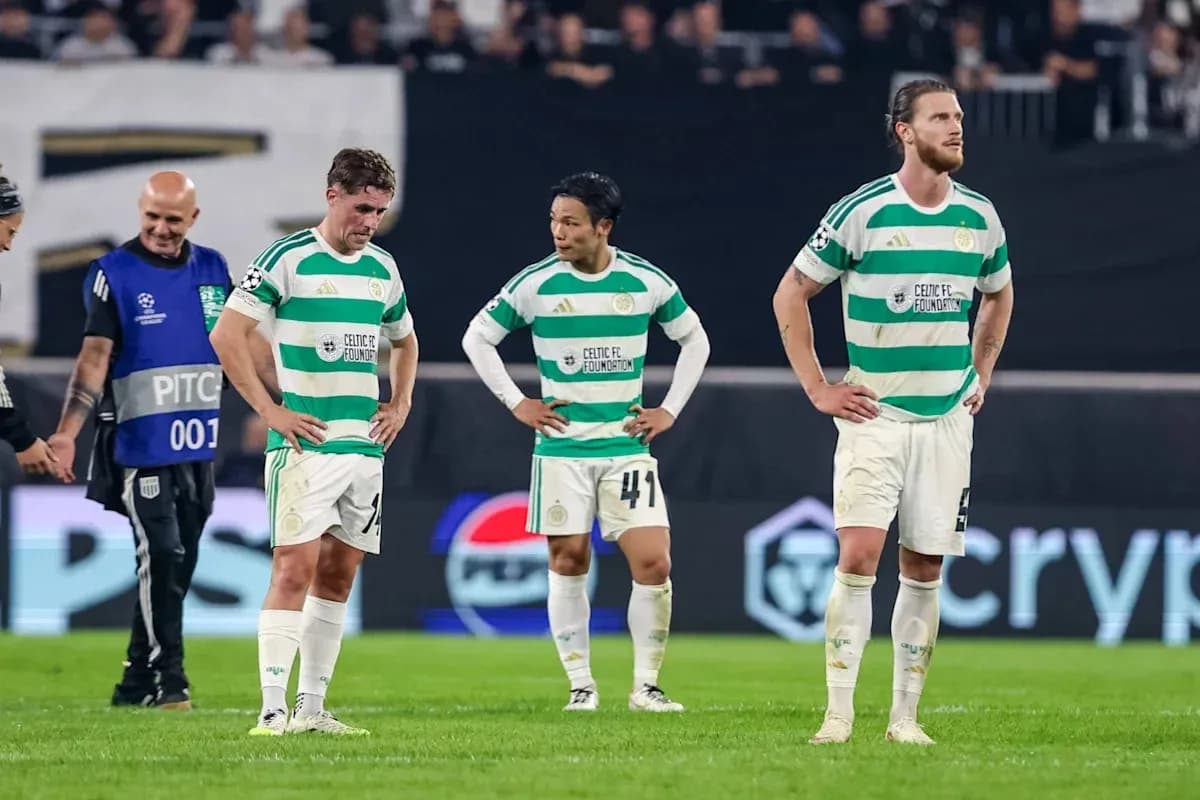 Celtic players looking dejected after match Celtic players looking dejected after match