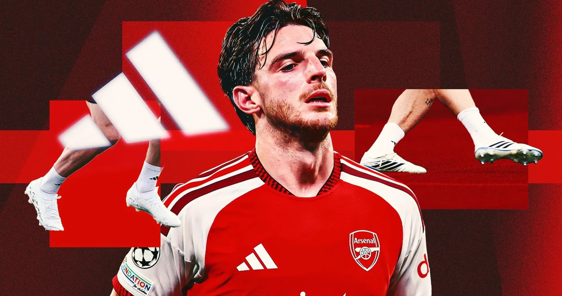 Arsenal player in red kit with soccer cleats Arsenal player in red kit with soccer cleats