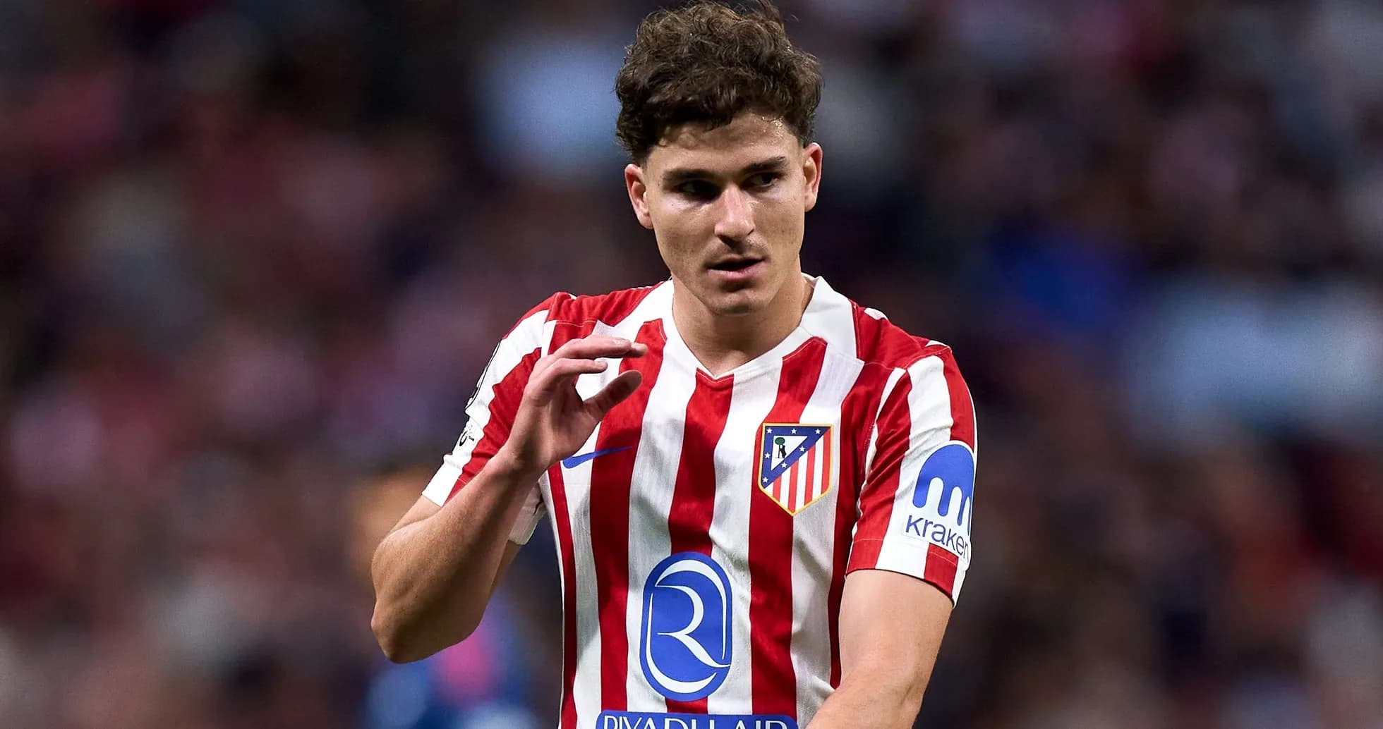 Atletico Madrid player gesturing on the field Atletico Madrid player gesturing on the field
