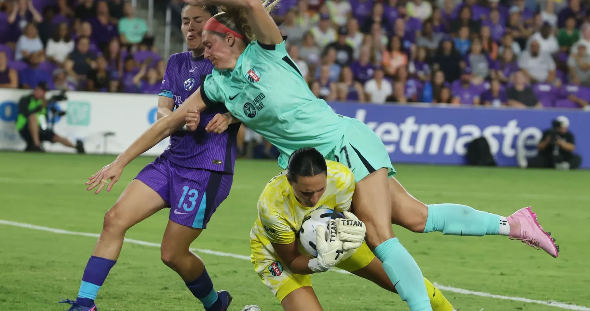 Goalkeeper saves the ball during Kansas City match Goalkeeper saves the ball during Kansas City match