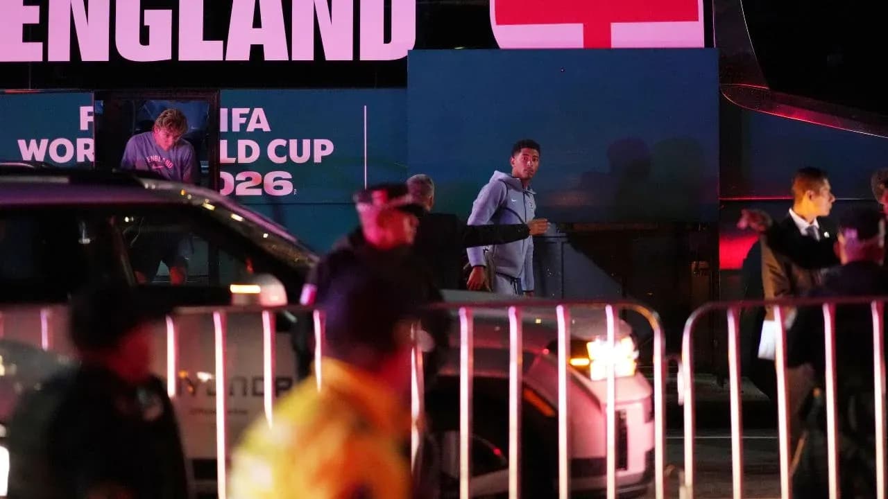 England team arriving at World Cup venue England team arriving at World Cup venue