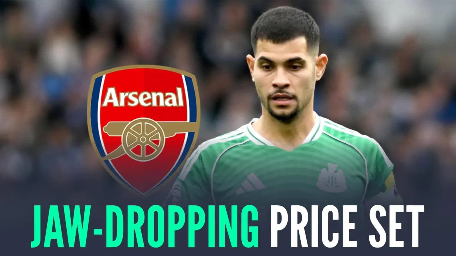 Player in green kit with Arsenal logo background Player in green kit with Arsenal logo background