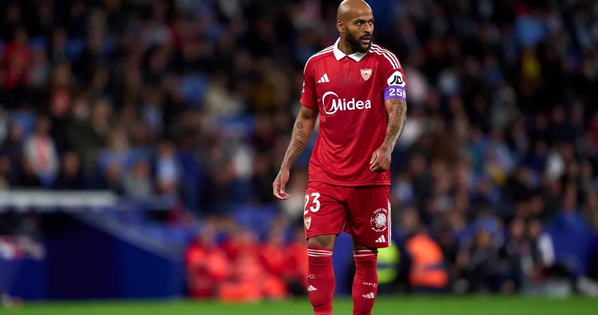 Sevilla player during La Liga match against Espanyol Sevilla player during La Liga match against Espanyol