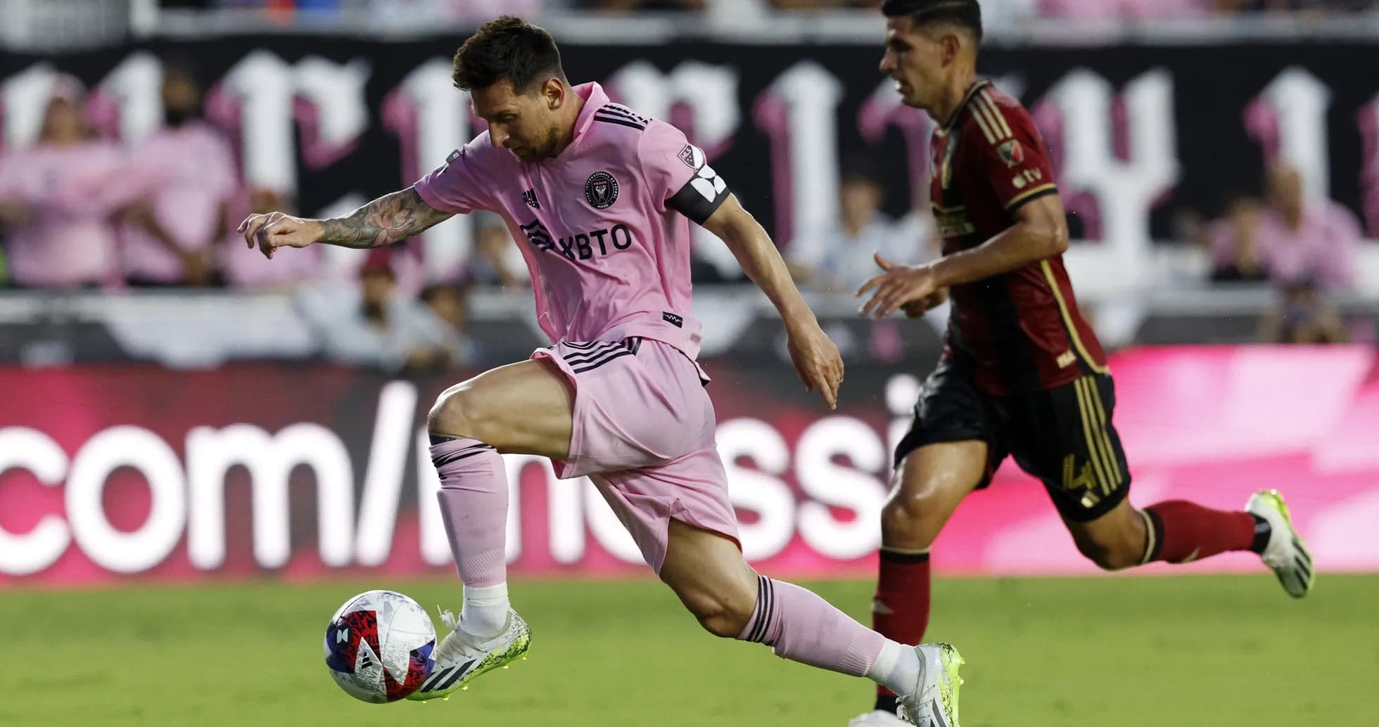 Lionel Messi dribbling during Inter Miami match Lionel Messi dribbling during Inter Miami match