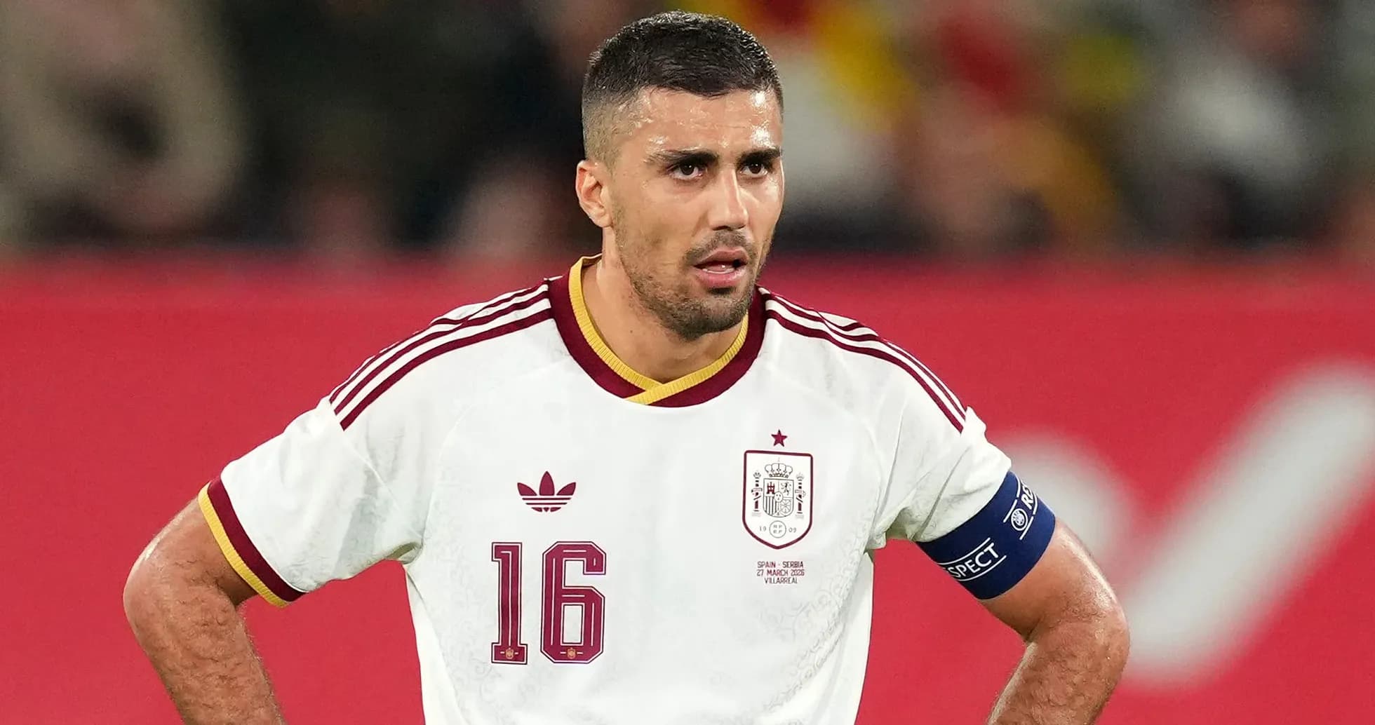 Player wearing Spain jersey during match Player wearing Spain jersey during match